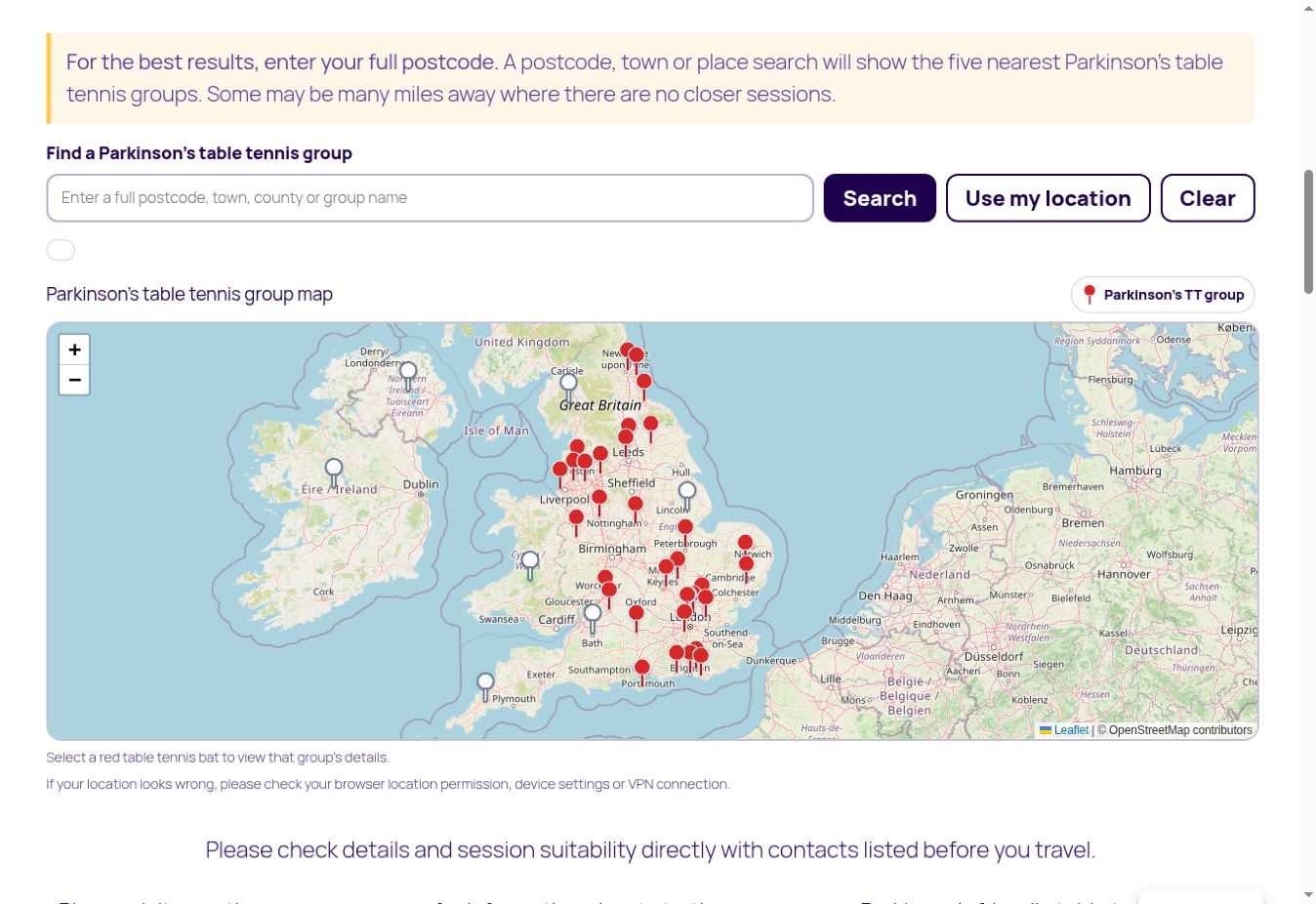 PETT Find a Group search and interactive map